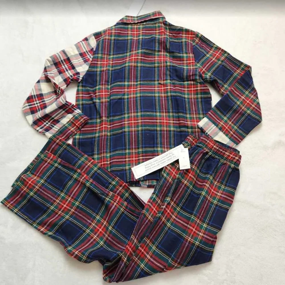 New boys 6 8 10 Gap kids plaid button up pajama set - top & bottoms